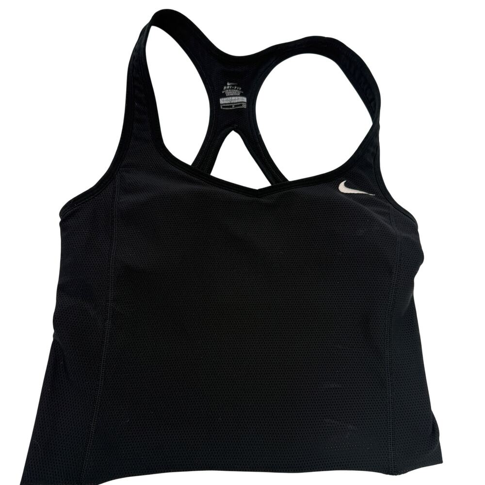 Nike Dri-Fit Black Cropped Mesh Sports Bra Tank Size Small